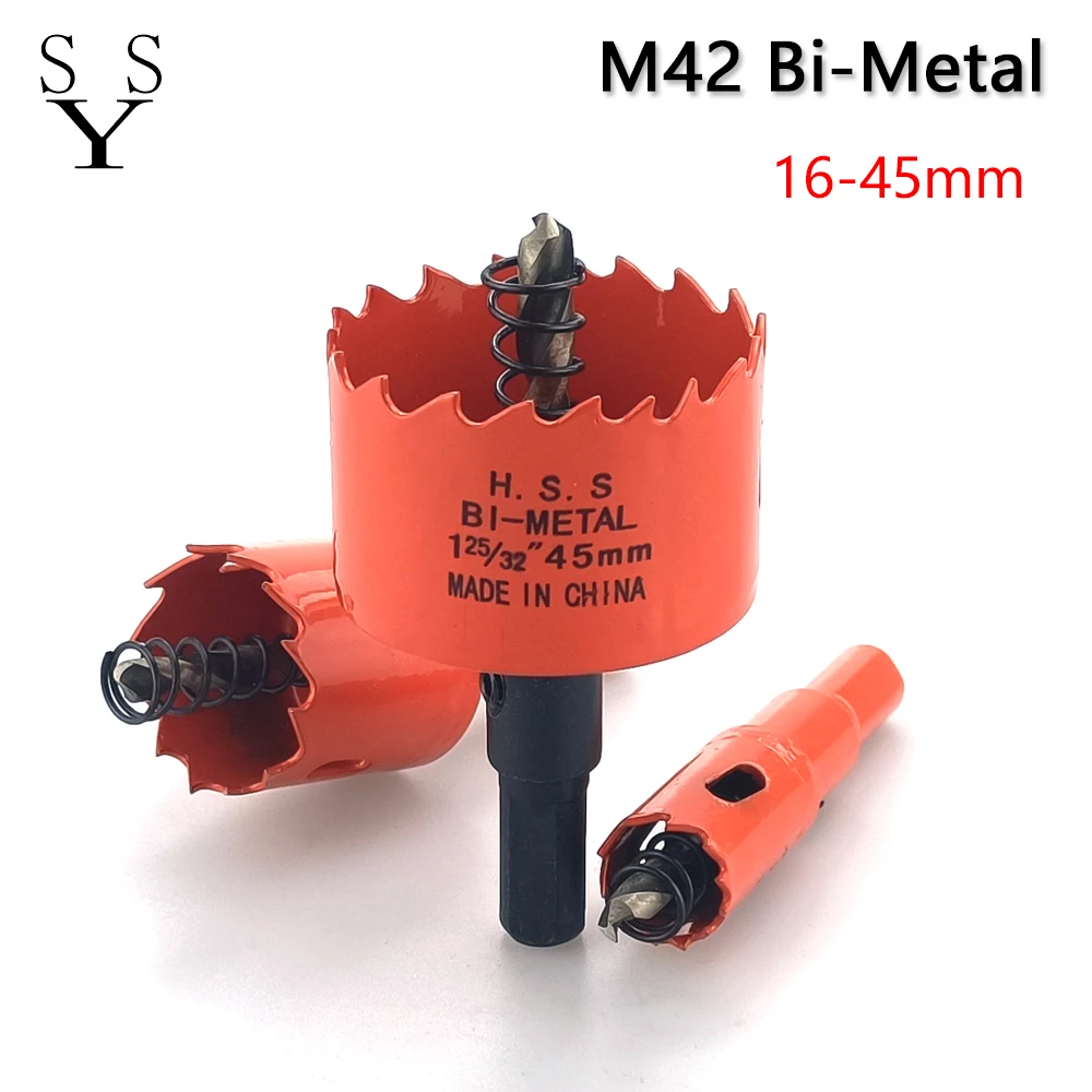 1 pz 16-45mm M42 Bi-metallo foro sega HSS punte di perforazione corona per metallo ferro alluminio inossidabile strumenti di taglio del legno