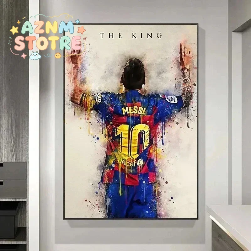 Póster de estrella del fútbol Messi, pintura decorativa, pintura en lienzo, arte moderno para pared del hogar, decoración de habitación Gér Soumis, estética