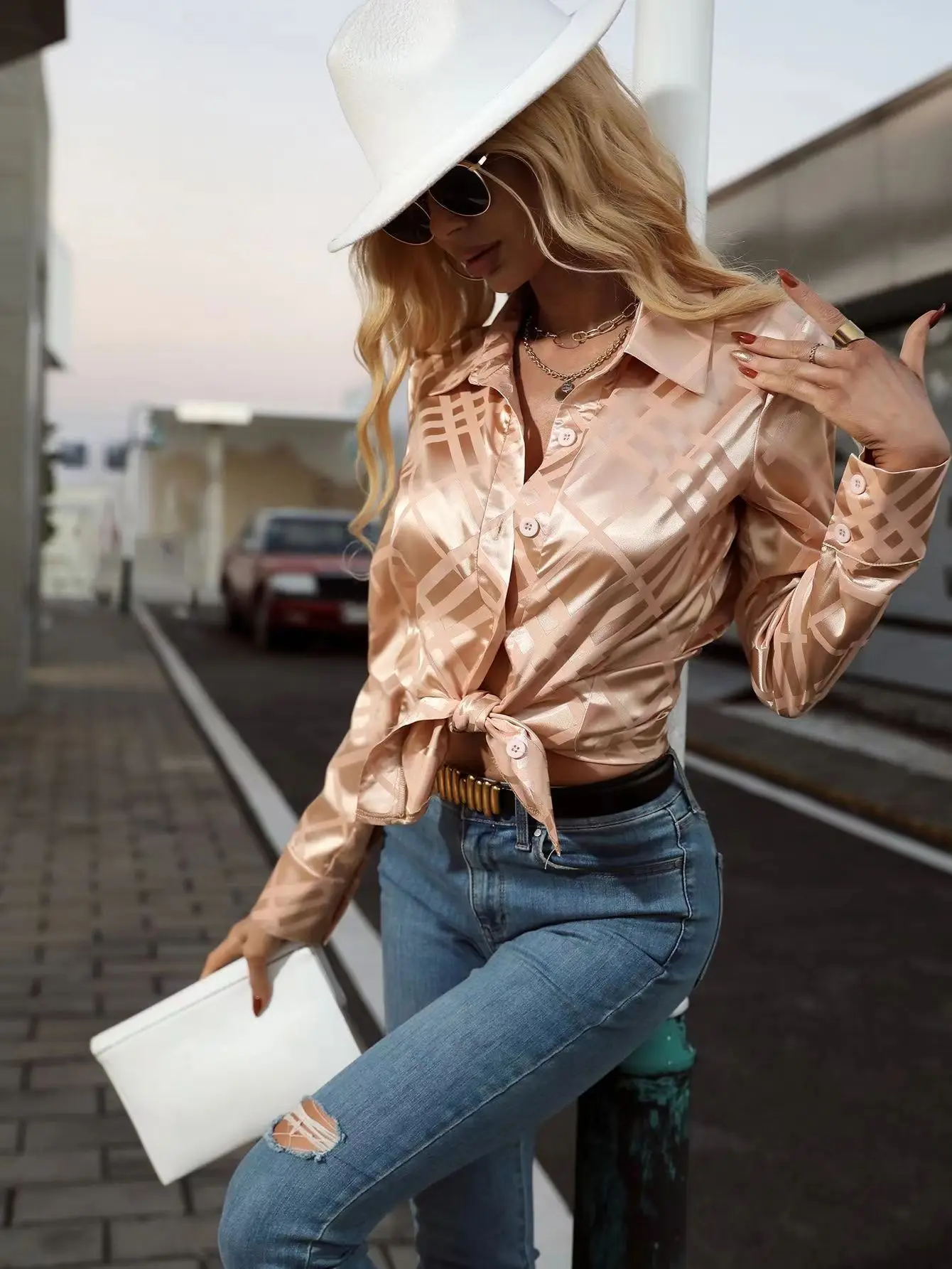 Women Elegant Satin Shirts Designer Blouses Ladies Chiffon Shirts 2022 Female Tops Fashion Office Lady Turn-down Collar Clothes