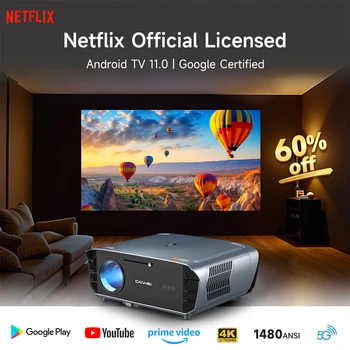 【Projektor 4K UHD Android 11】 Licencjonowany przez Netflix 5G WiFi Dolby Video Zewnętrzny przenośny kino domowe Projektory 80000 lumenów 2025 Nowość