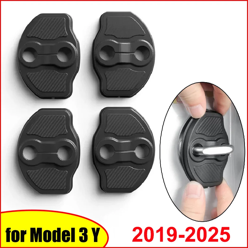 

for Tesla Model Y Juniper 2025 Model 3 2024 2023 Car Door Lock Buckle Cover Styling Protection Cap Modification Accessories 4pcs
