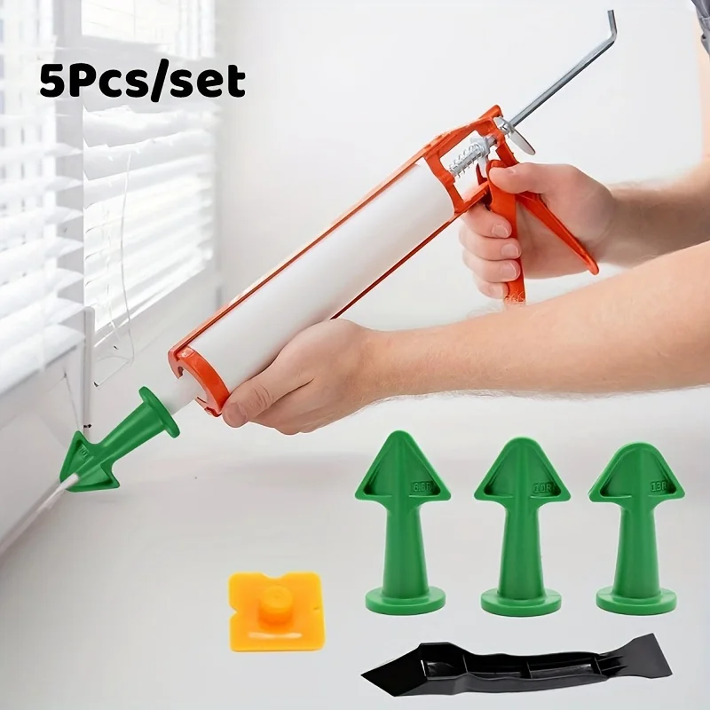 5pcs Caulking Nozzle Applicator Set - Perfect for Finishing, Tile Brick Joints, Floor Silicone Remover & More!