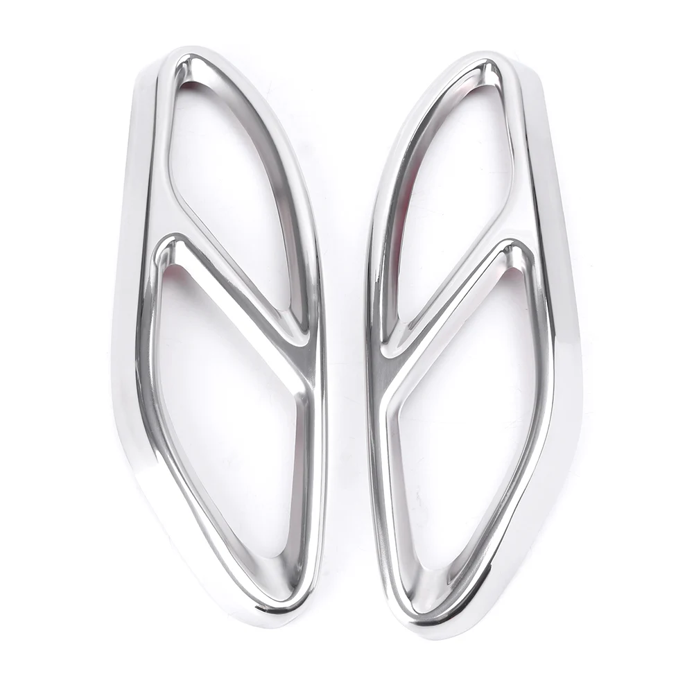 2Pcs Silver Car Rear Cylinder Exhaust Pipe Cover Decor Trim for   A B E Class GLE GLC GLC W166 W176 W205 W212 W213