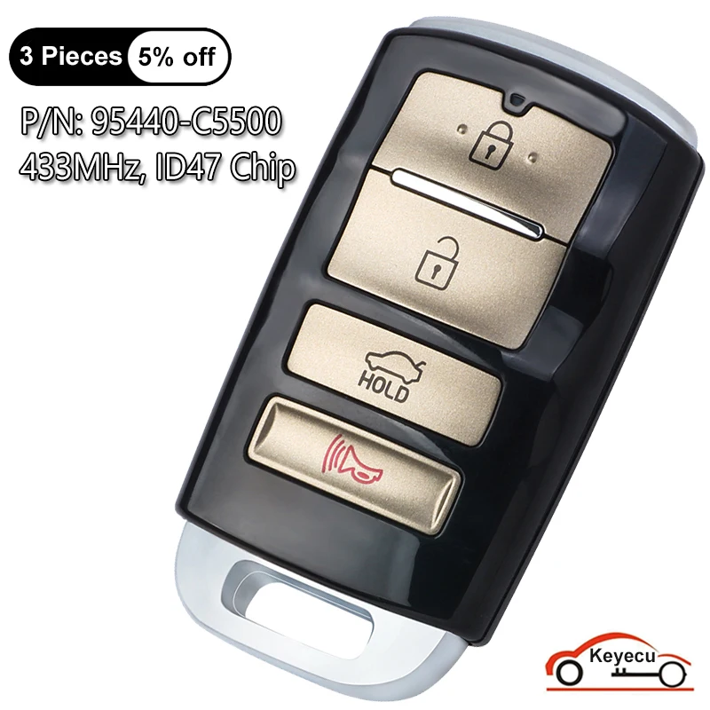 KEYECU 4 przyciski 433 MHz ID47 Chip dla Kia Sorento 2018 2019 Auto Smart Remote Control Key Fob 95440-C5500, FCC ID: TQ8-FOB-4F10