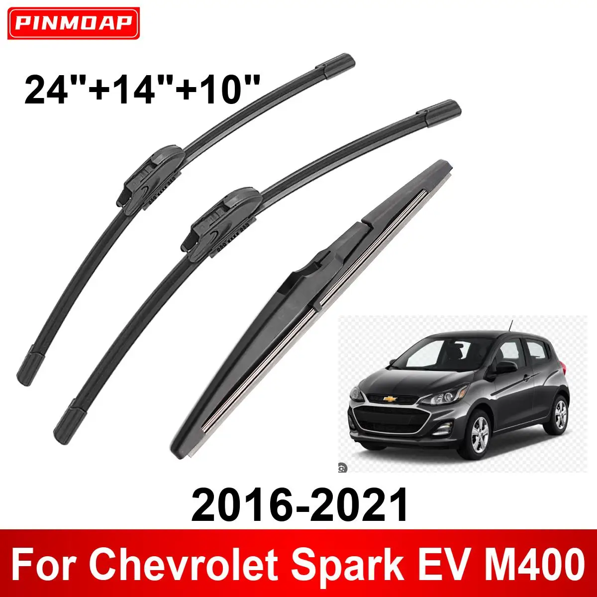 3PCS Car Wiper For Chevrolet Spark EV M400 2016-2021 Front Rear Wiper Blades Brushes Auto Accessories 2017 2018 2019 2020 2021