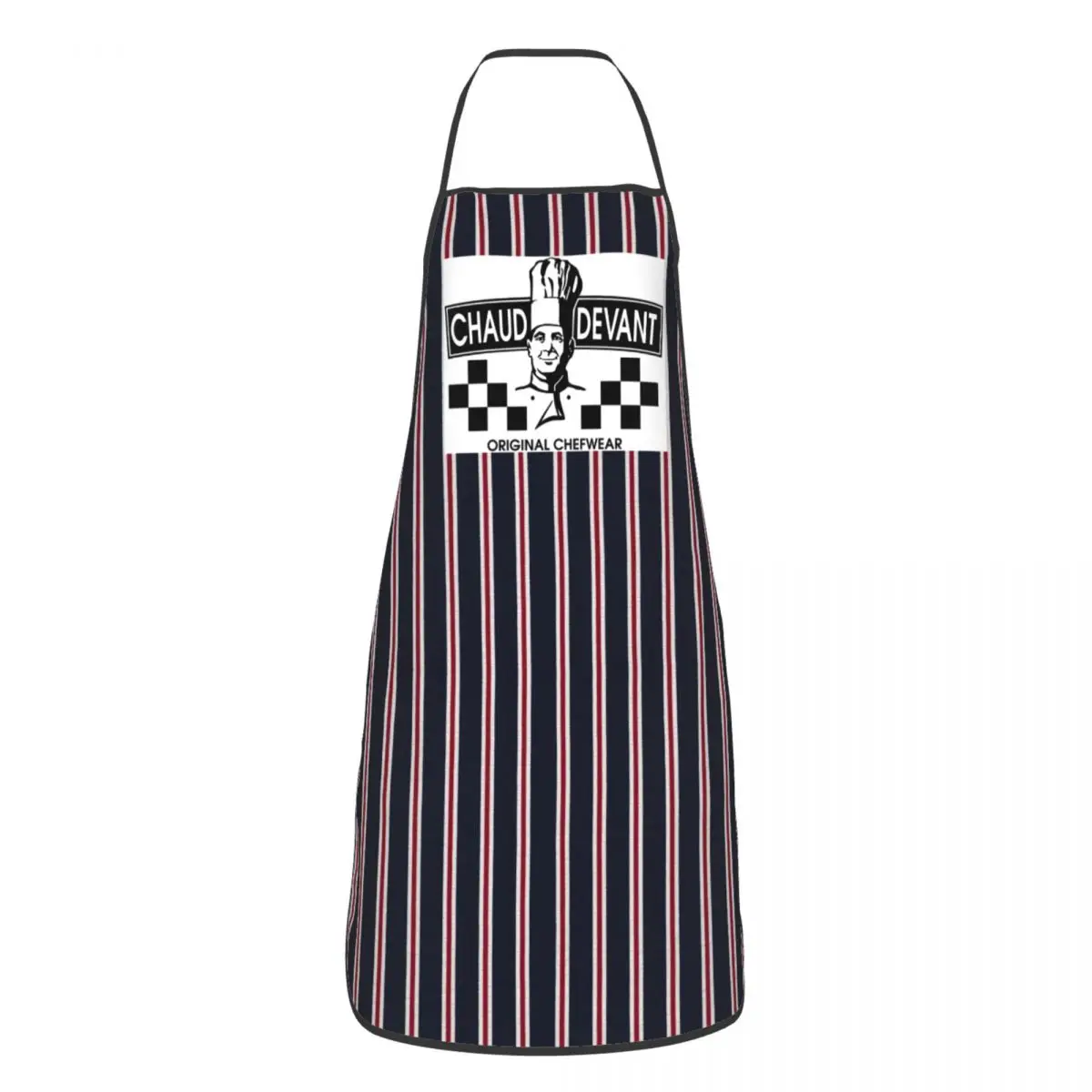 Navy Burgandy Stripe Devant Chaud Apron for Men Women Adult Chef Cooking Kitchen Woven Textured Pattern Tablier Cuisine Baking