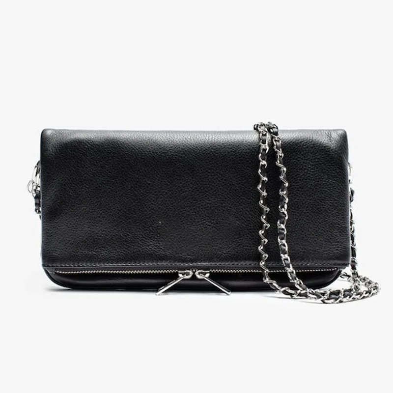 2024 New Women Fashion Shoulder Bag Retro Design Diamond Chain Bag Black PU Leather High Quality Ladies Crossbody Bag