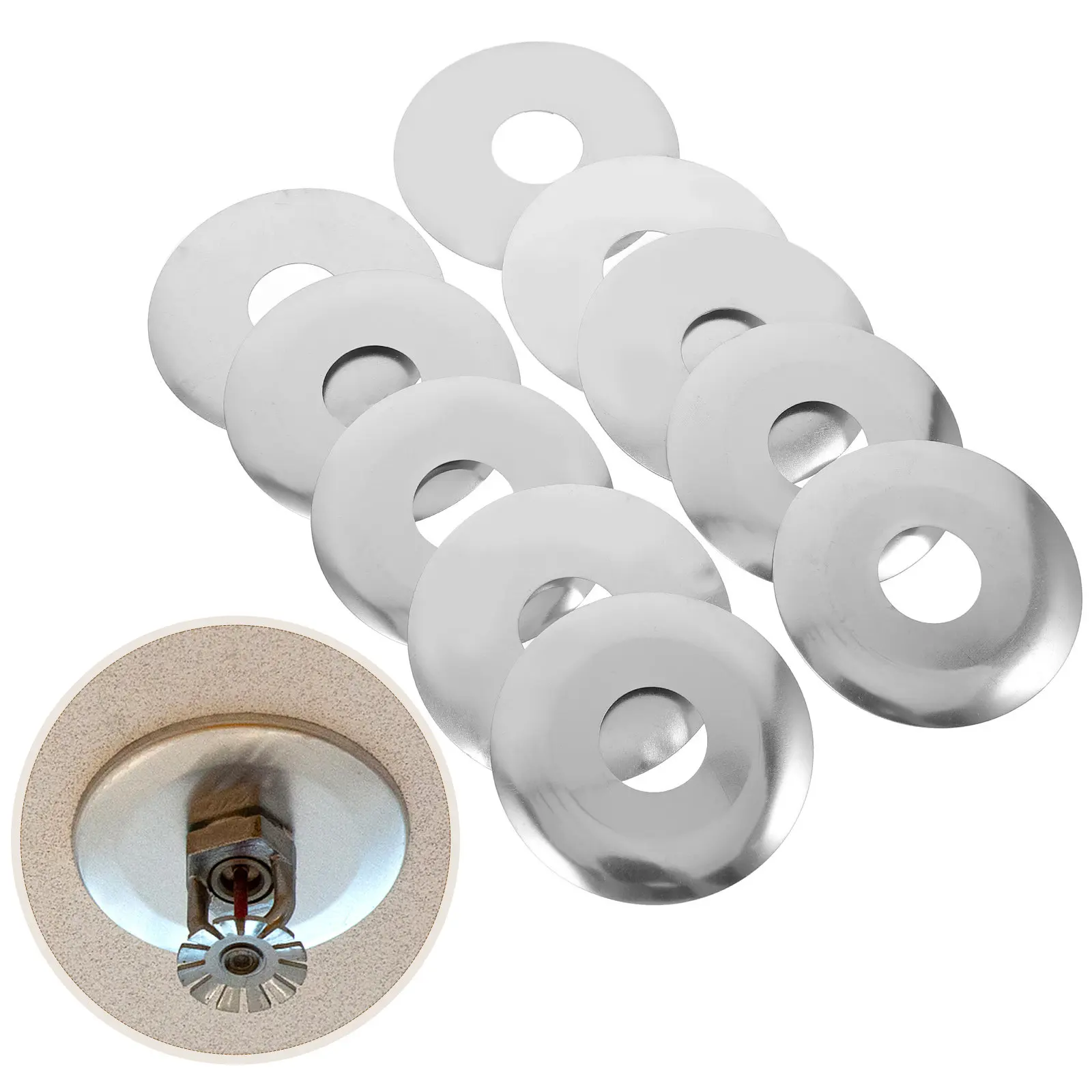 

10Pcs Escutcheon Cover for Fire Sprinkler Head Expandable Round Stainless Steel Wall Flange Protector with Sleek Design Fire