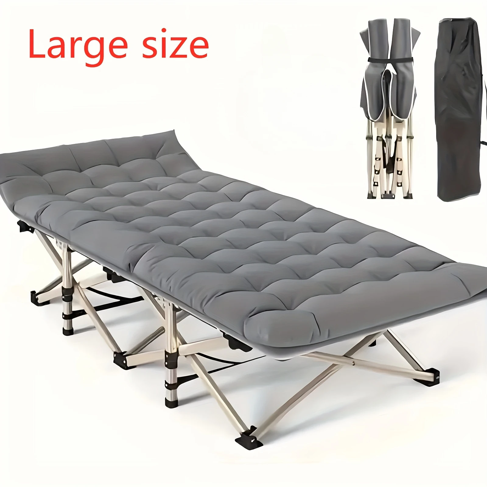 75 -inch large folding sports outdoor bed, stadium bed with double -sided mattress, portable foldable guest bed.