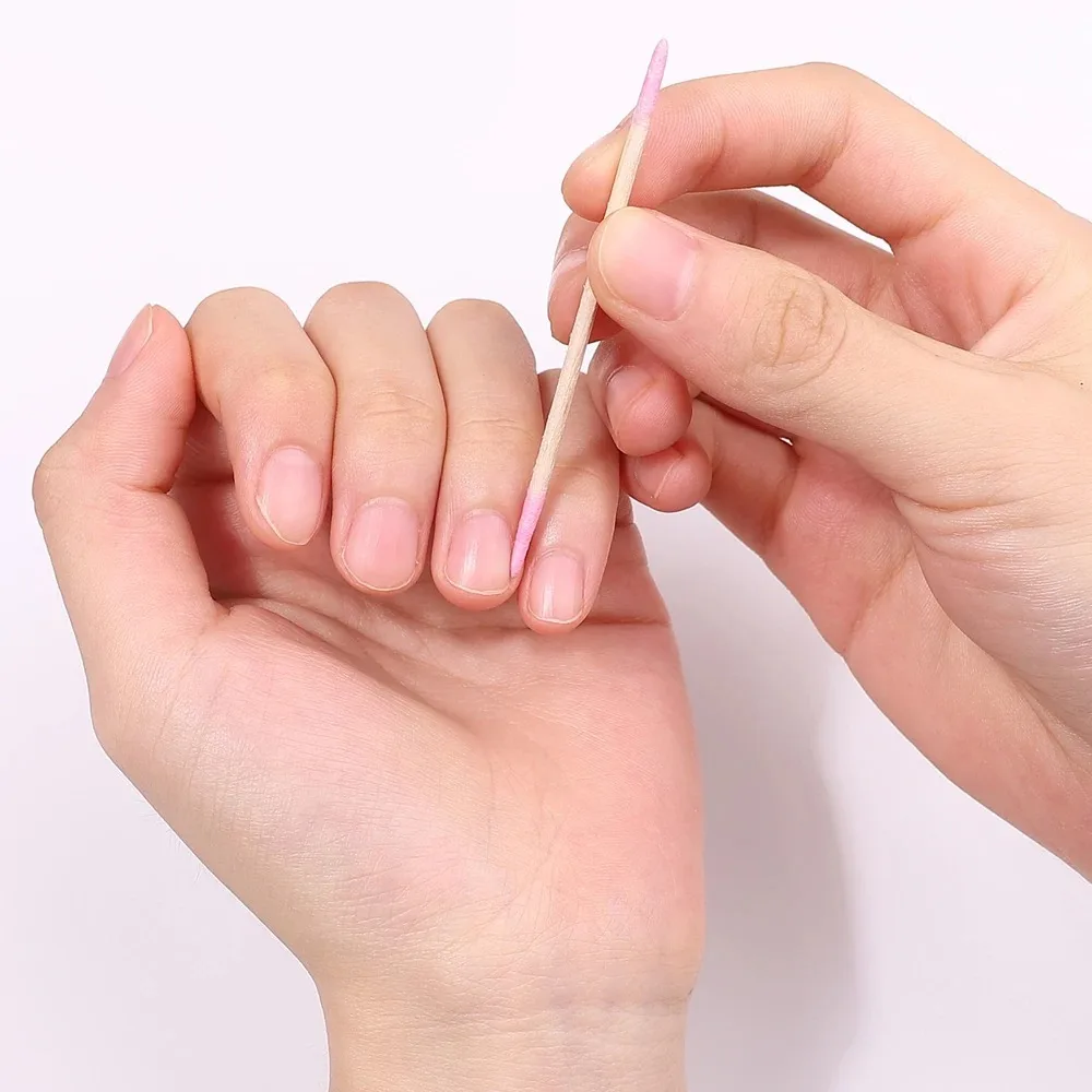 Fashion Wooden Cotton Nails Wood Cotton Swab Head Manicure Detail Corrector Clean Sticks Bud Tip Nail Polish Remover Art Tool