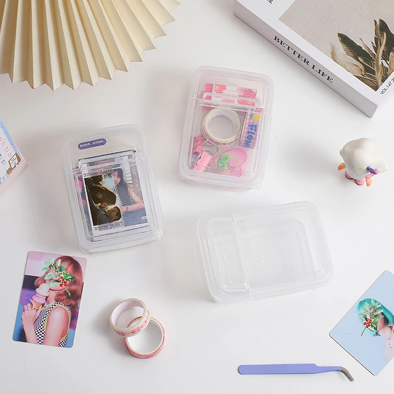 Transparent Photocards Storage Box Card Holder Organizer Storage Jewelry Stationery Box