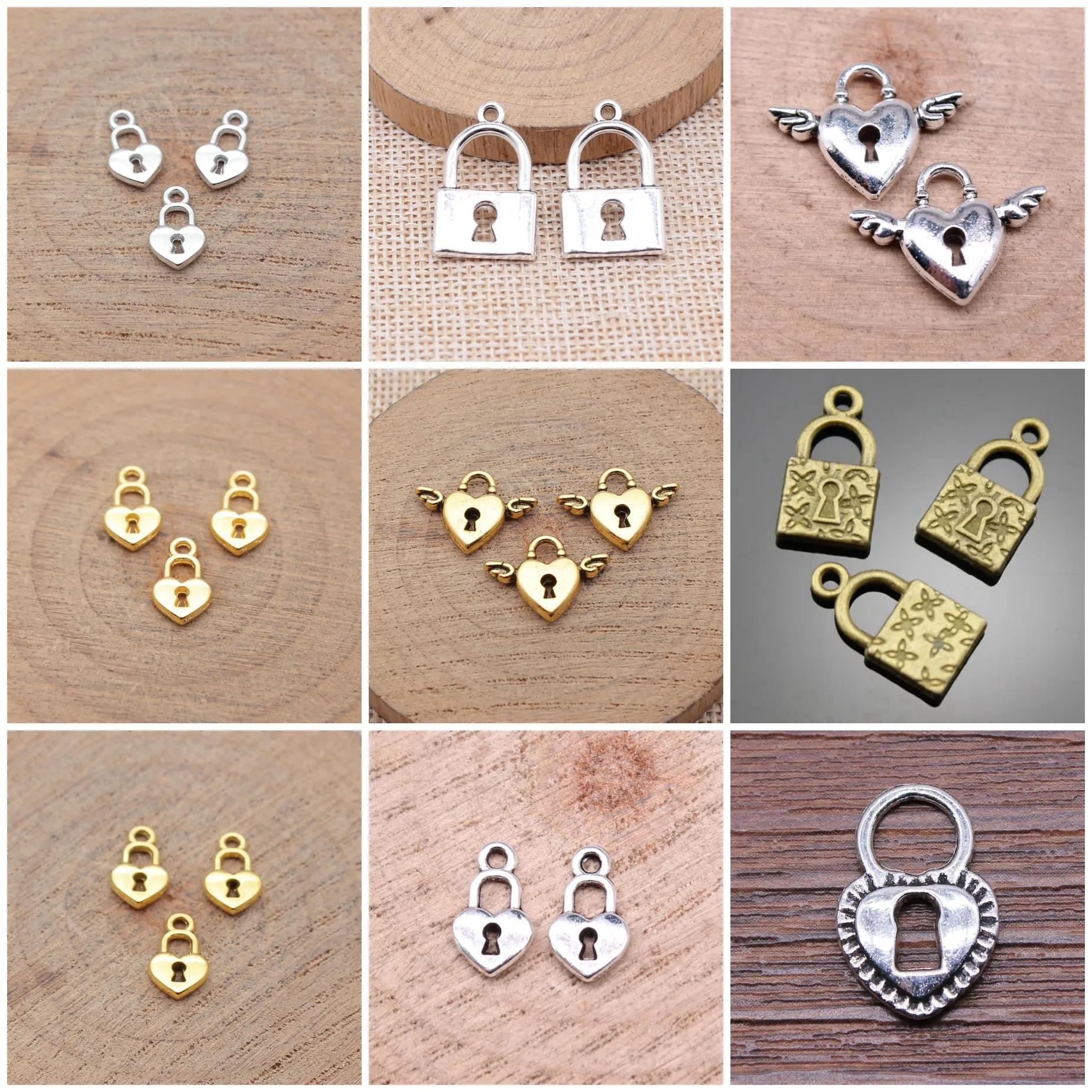 Key And Lock Matching Pair Charms Pendant Couple Jewelry Set Pendant Charms For Keychain Earring Necklace Jewelry Accessories