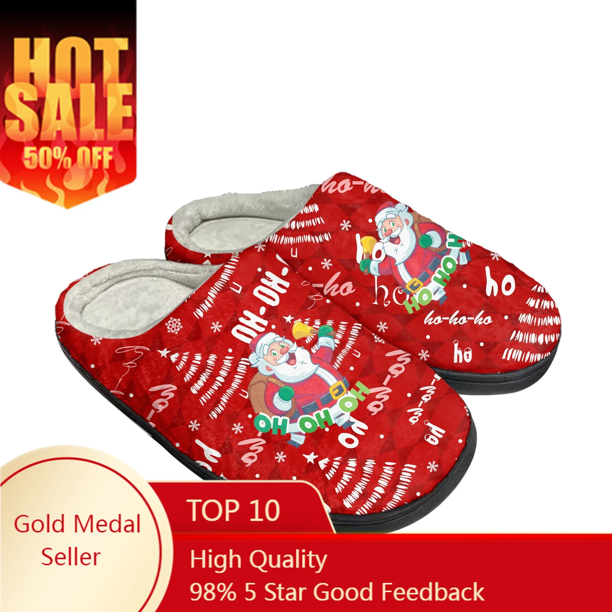 Christmas Santa Claus Snowflakes Home Cotton Shoes High Quality Men Women Youth Boy Girl Plush Bedroom Warm Shoe Custom Slipper