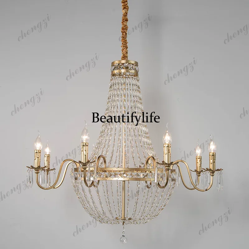 M138 American living room chandelier bedroom French light luxury wrought iron villa creative personality post-modern gold
