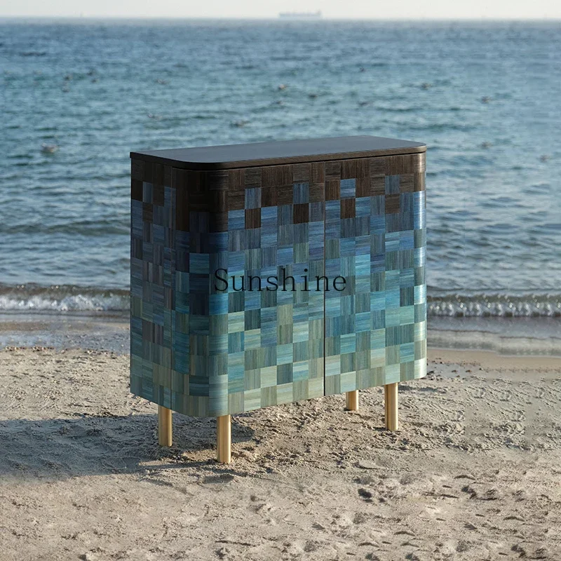 

Italian light luxury entrance//solid wood color matching drawer storage side cabinet FT