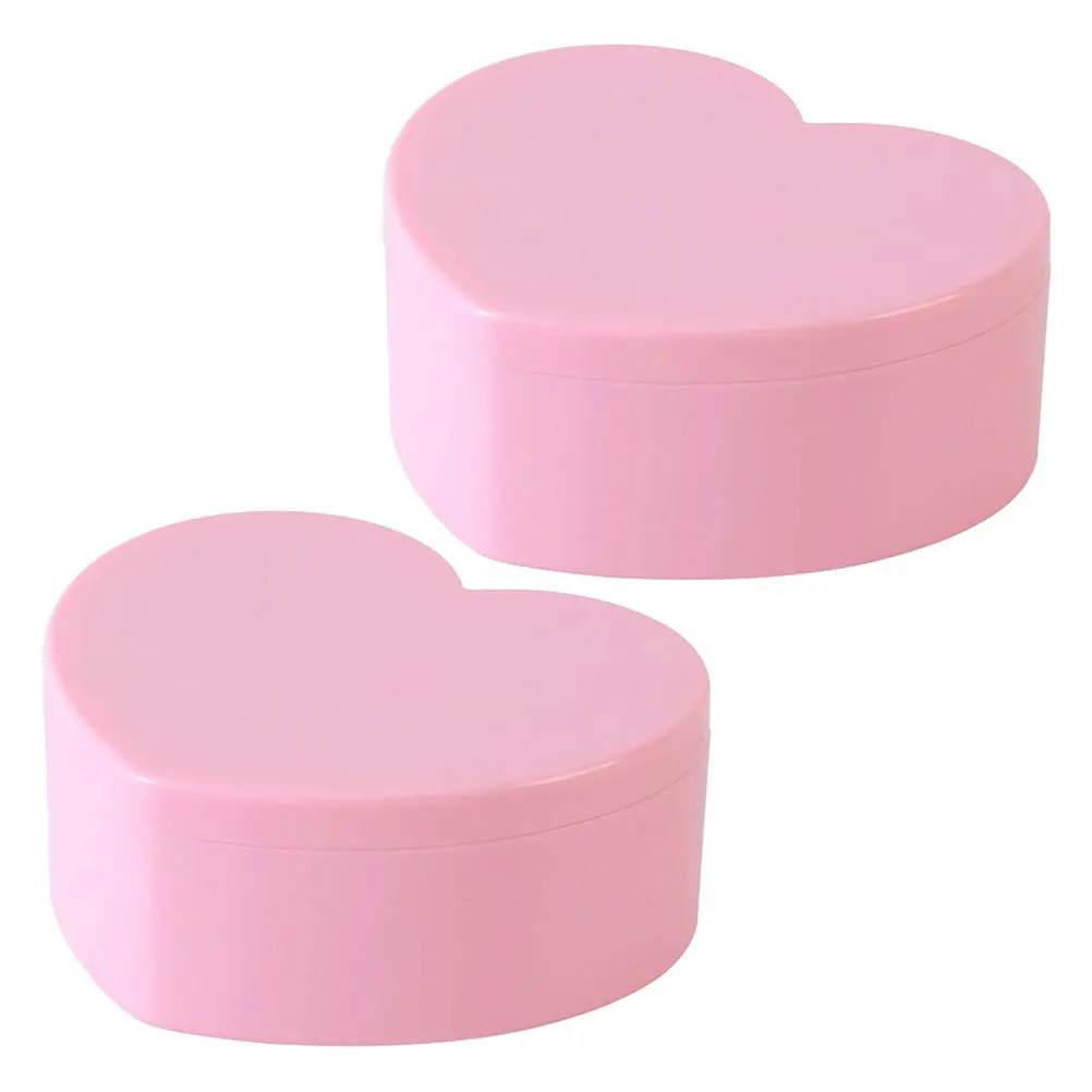 2Pcs Heart Shaped Jewelry Box for Double Layer Organizer Portable for Necklaces Rings Earrings with Makeup Mirror