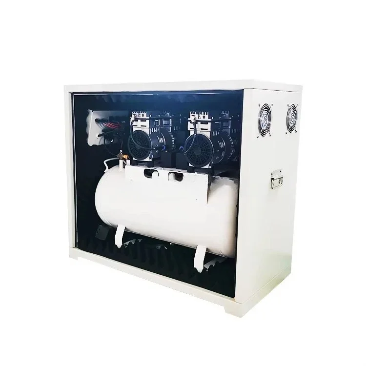 

Denta Laboratory Portable Denta Products Oilless Air Compressor 1 For 4 Unit 1680W 60L With Silent Box