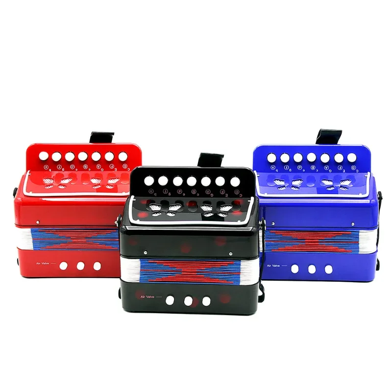 

Mini 7-Key Accordion Durable 2 Bass Accordion Educational Musical Instrument Toy for Amateur Beginner Best Gift Black