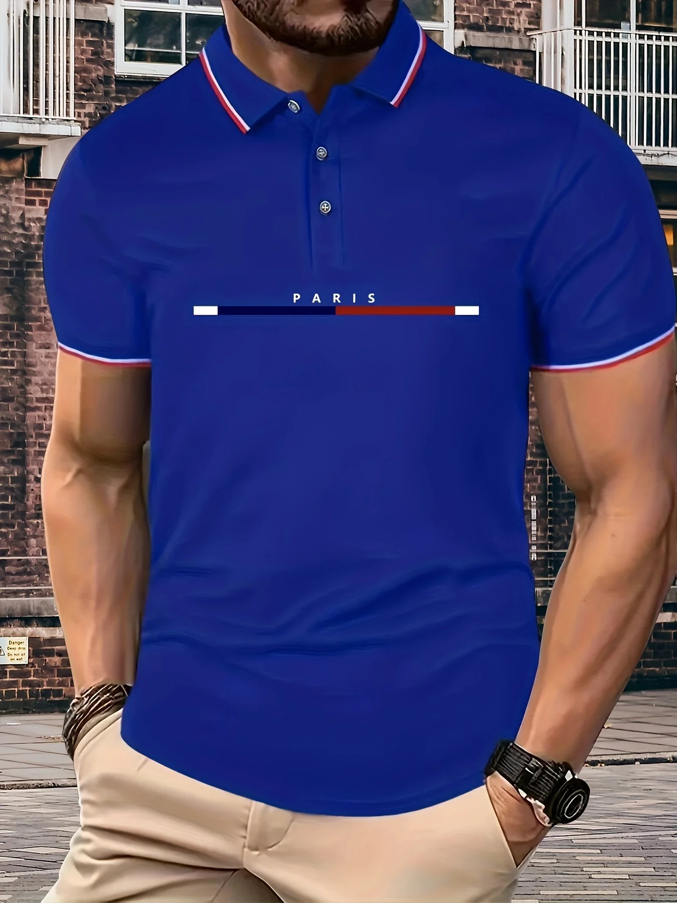 Men\'s Summer Cotton PARIS pattern POLO Shirt Tops
