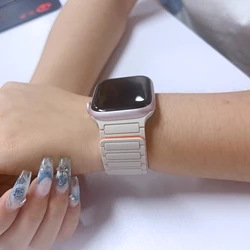 Magnetic Loop For Apple Watch Band 45mm 44mm 40mm 41mm 38mm 42mm Silicone Bracelet iWatch Series 9 8 7 6 5 se Ultra 2 strap 49mm