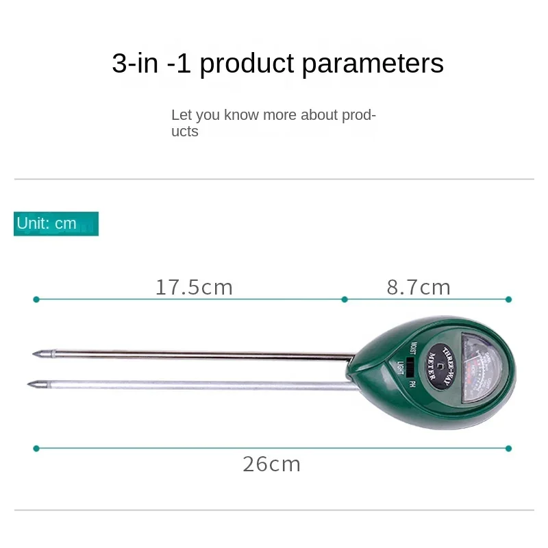 Moisture Sensor Meter Plants Acidity Humidity PH Monitor Detector 3 in 1 PH Soil Meter Sunlight PH Tester Garden Flowers Soil