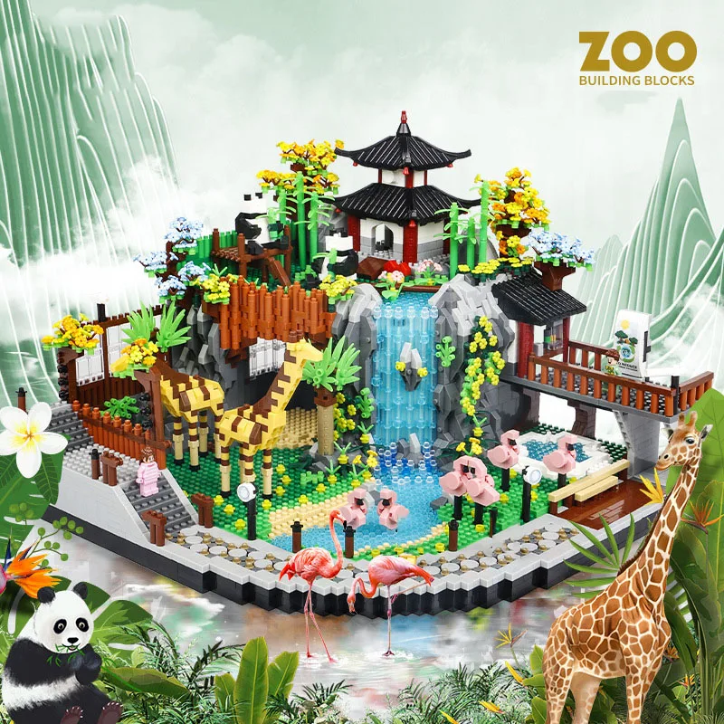 Creative Nanobricks Animals Desert Zoo Micro Diamond Block Street View Architecture Building Brick Figures ConstrucToy For Gifts