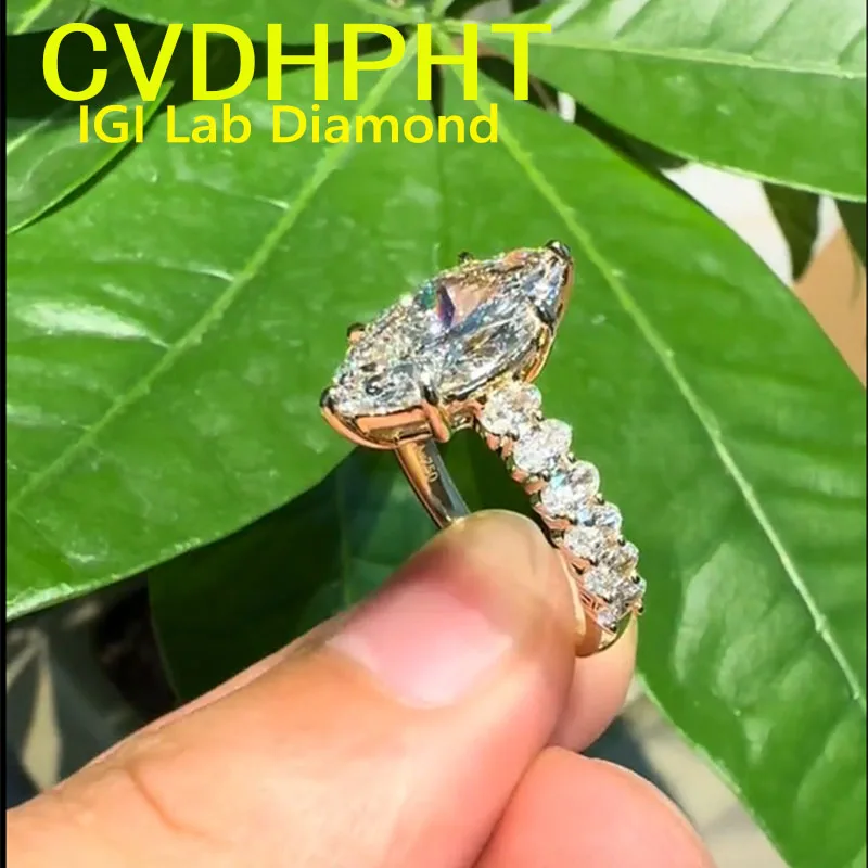 

Customization 3 4CT Real 14K Yellow gold IGI Lab grown Diamond Ring Marquise shape Diamond wedding &Engagement Ring ﻿