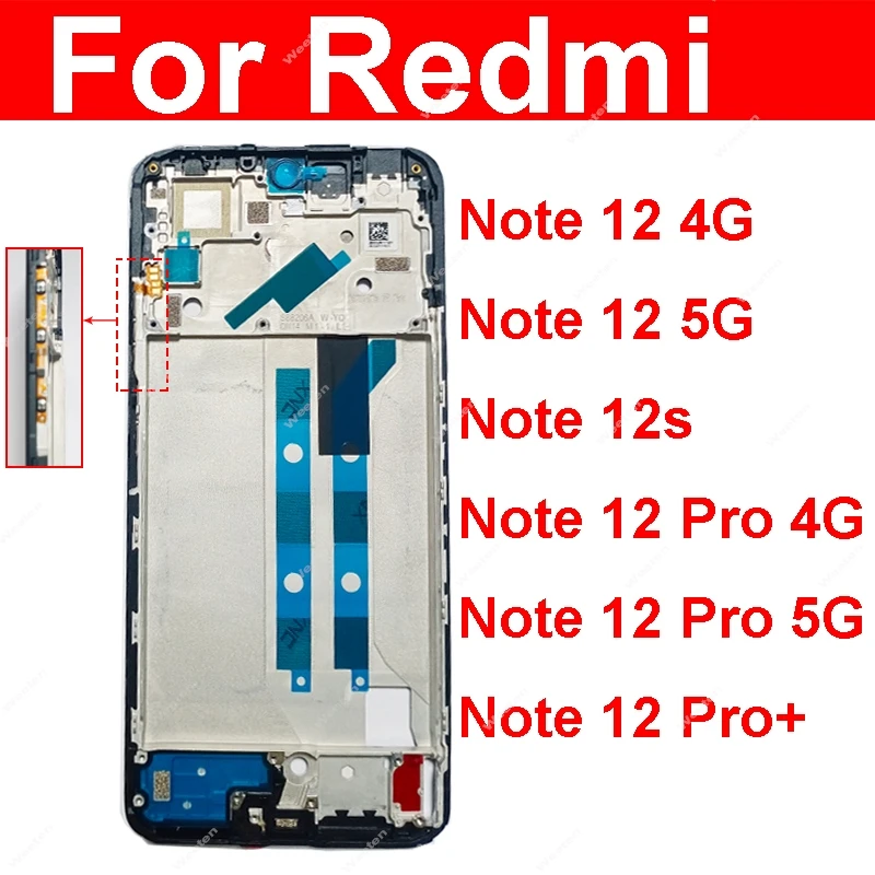 Front LCD Frame Cover For Xiaomi Redmi Note 12 12s Pro Plus 4G 5G LCD Frame Housing Plate Bezel Cover Replacement Repair Parts