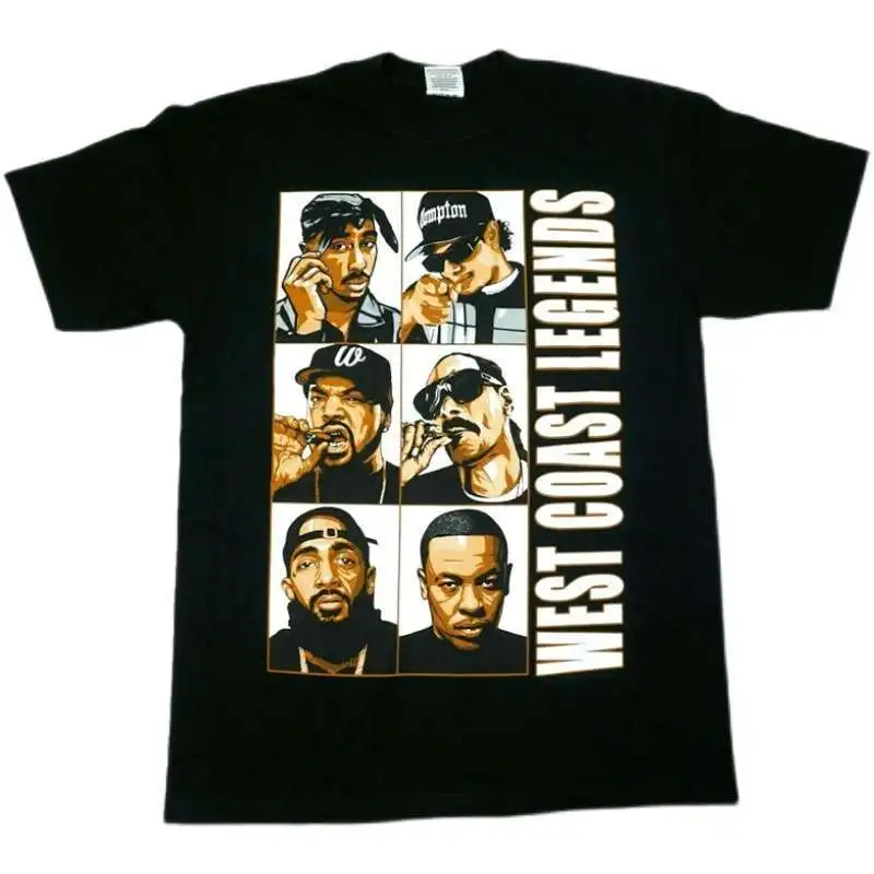 

WEST COAST RAPPER 2PAC 50Cent Rap OG Street Dance BBOY Loversize HipHop Short Sleeve T-Shirt Summer Men's and Women's Casual Top