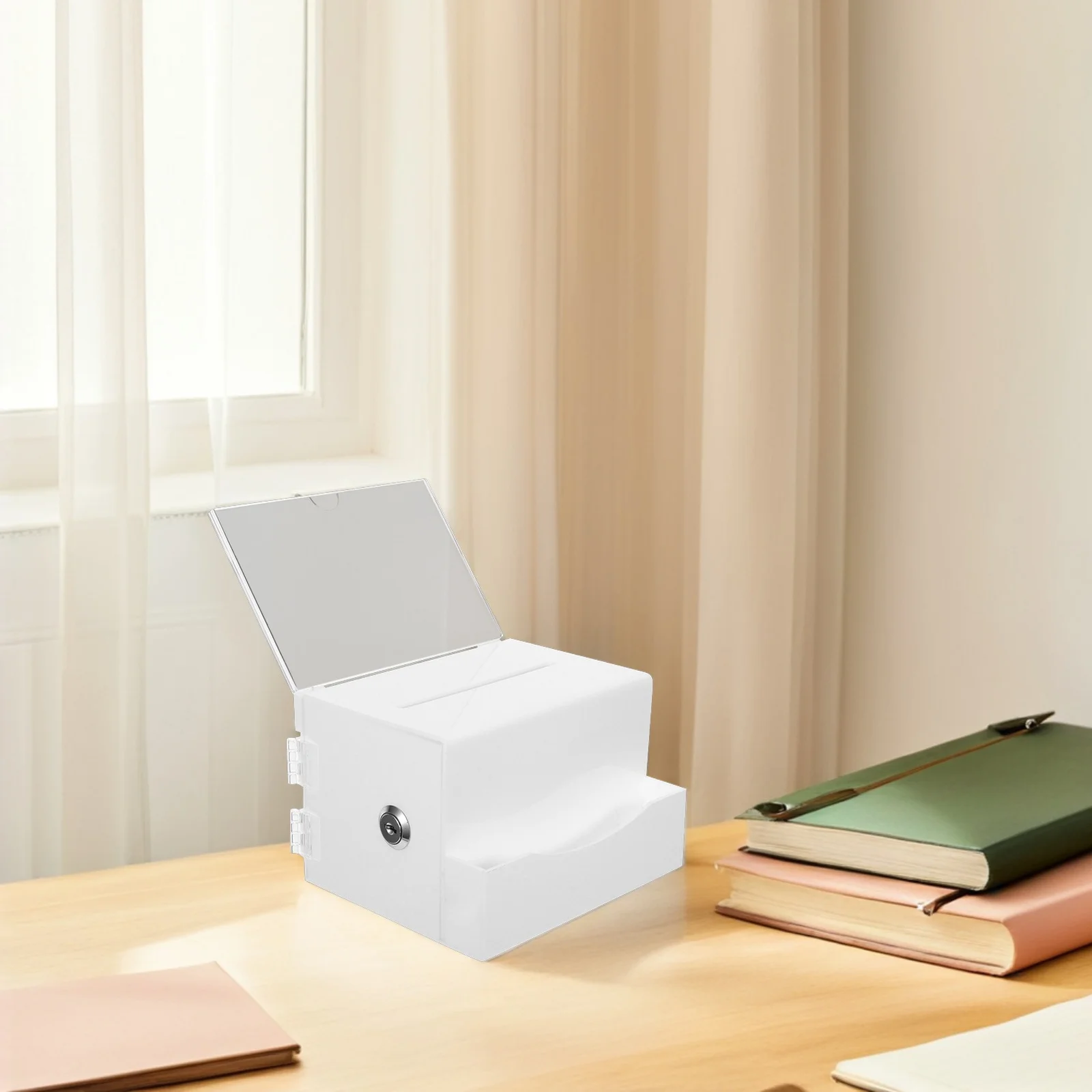 

Large Clear Acrylic Donation Box Lock Suggestion Box for Charity Fundraising Business Card Collection Voting Business Card Case