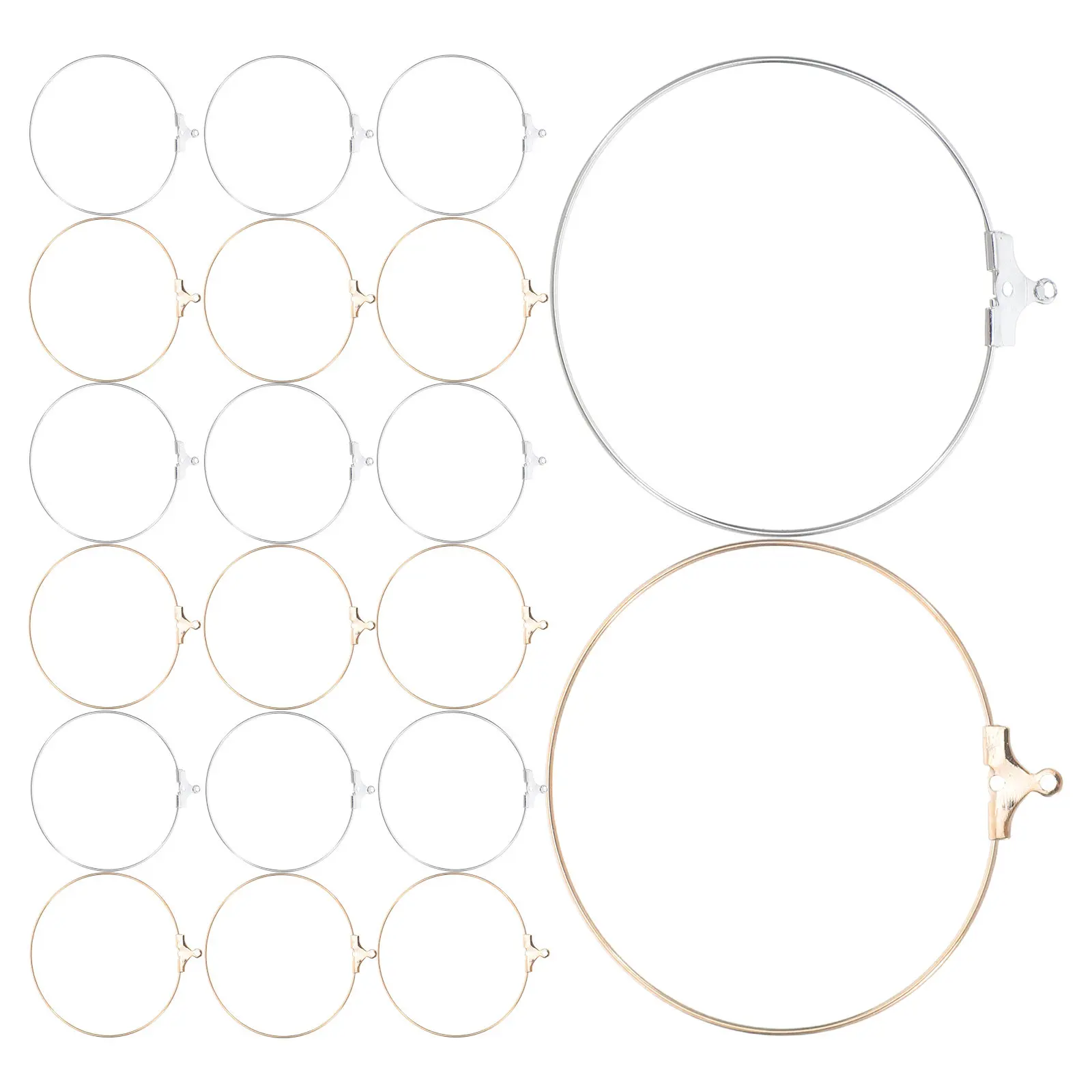 

80Pcs Jewelry Making Earrings Components Round Metal Hoops Findings DIY Accessories Beading Hoop Supplies for Crafts