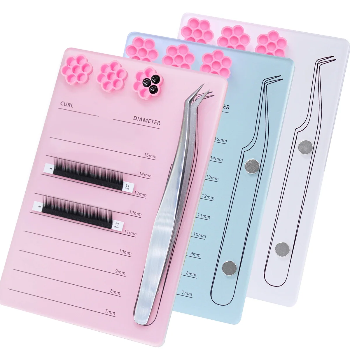 Eyelash Extension Scale Holder Wholesale Magnetic Acrylic Lash Board with Glue Pallet Cup False Eyelashes Pad Makeup Tools