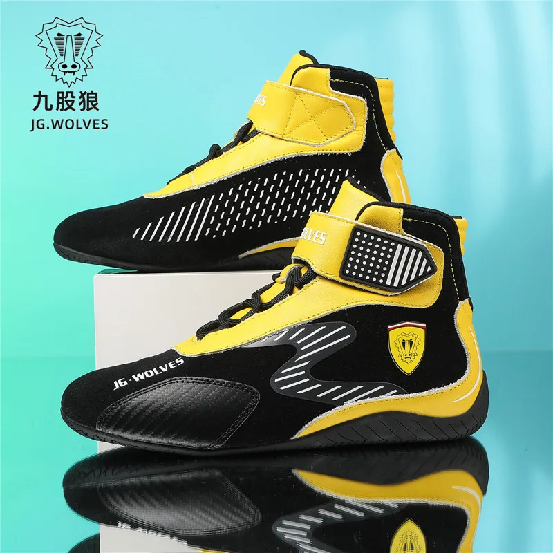 JG WOLVES Genuine Leather Karting Motocross Boots Off-road Four Seasons Waterproof Boats Flame Retardant Anti-Slip Racing Shoes
