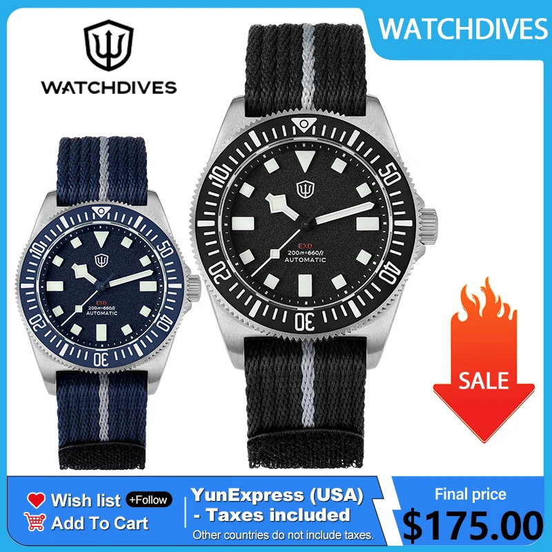 Watchdives EXD 40mm Uhr SL3001 Automatikwerk Titangehäuse Saphirglas 200M Wasserdicht Leuchtende Uhren