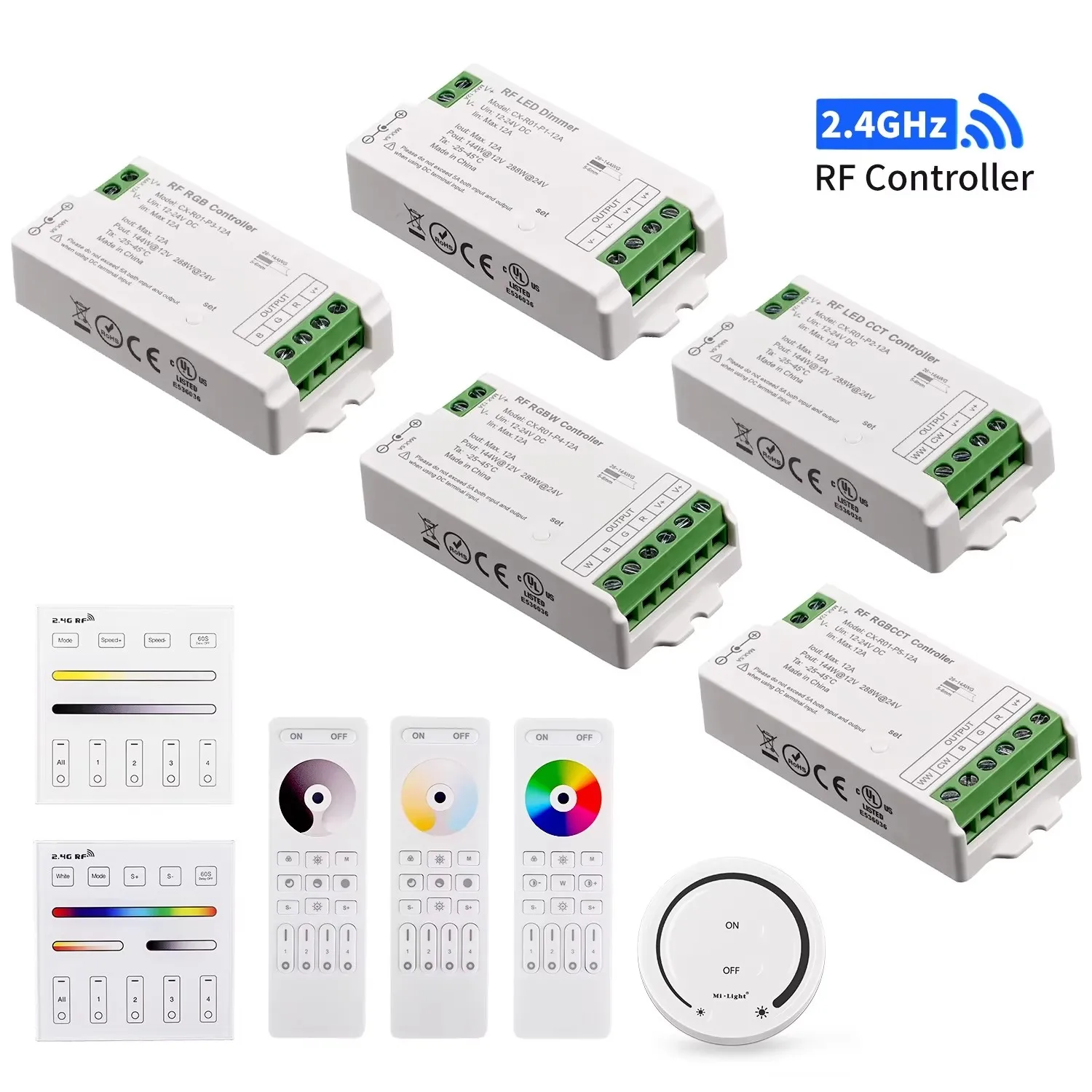 2.4GHz RF Remote LED Controller For DIM CCT RGB RGBW LED Strip DC12V-24V Wireless Dimmer COB 2835 5050 LED Lighting Controller