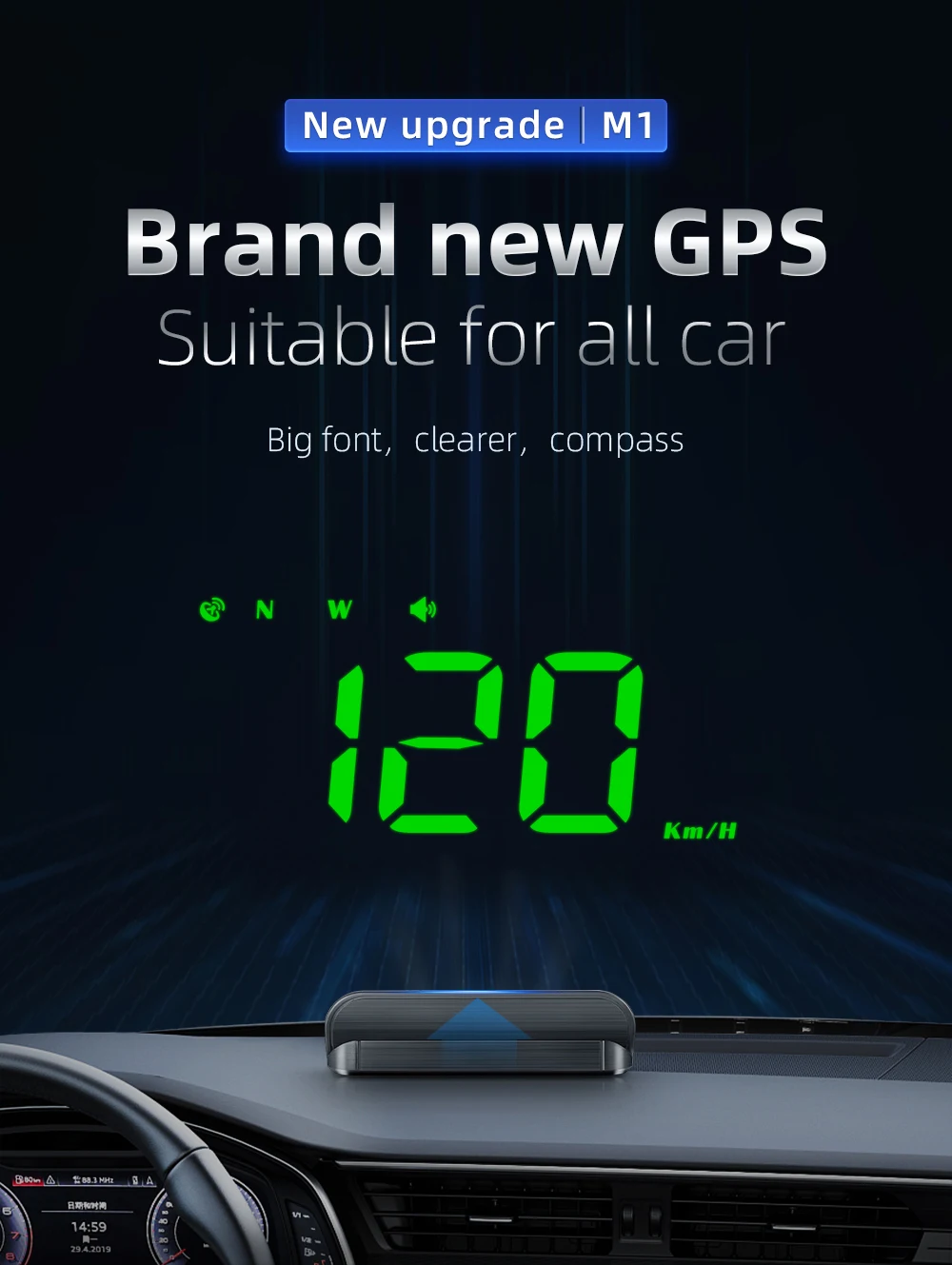 Hot Selling WiiYii M1 Factory Direct GPS HUD compass Speedometer 2-inch LED Screen USB-C Connection 1 Year Warranty for All Cars
