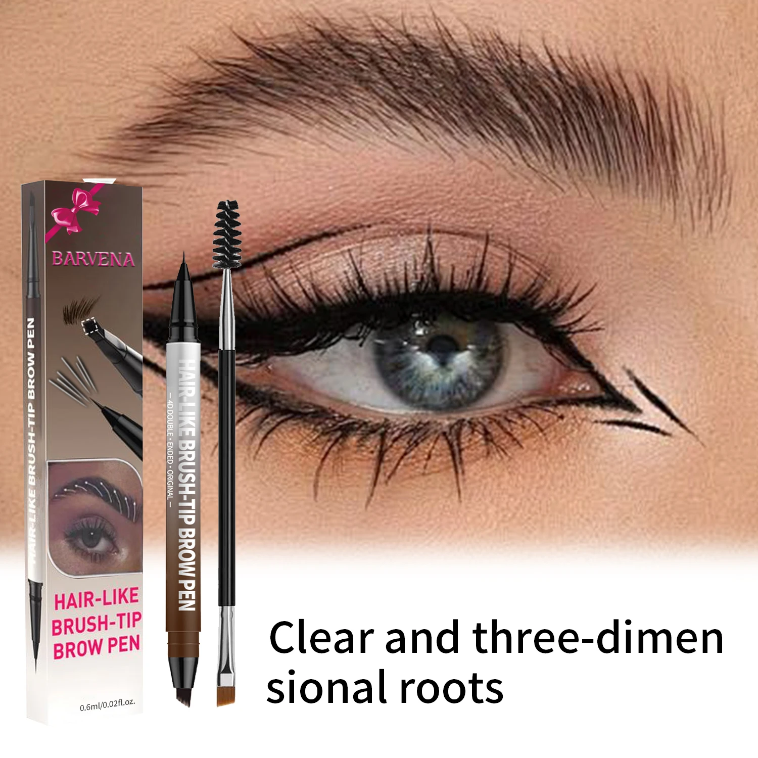 BARVENA Natural Smooth Wild Eyebrow Pencil Eyeliner Two-in-One Waterproof and Sweat-Proof Double-Ended Eyebrow Pencil
