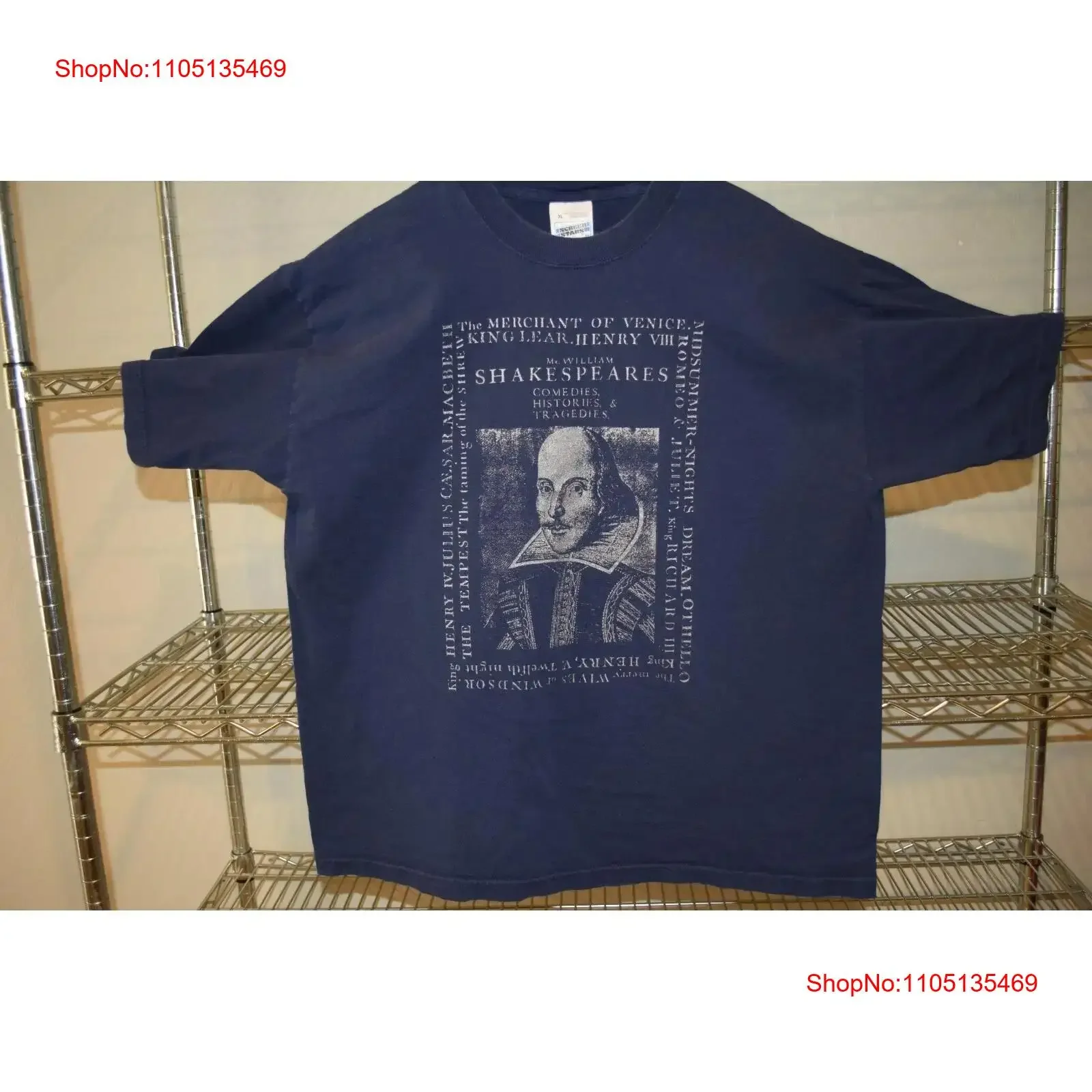 Shakespeare vtg Made in Europe Screen Stars Navy Blue 100 Cotton T Shirt Men XL vintage Washed Top For Everyday Wear Slightly