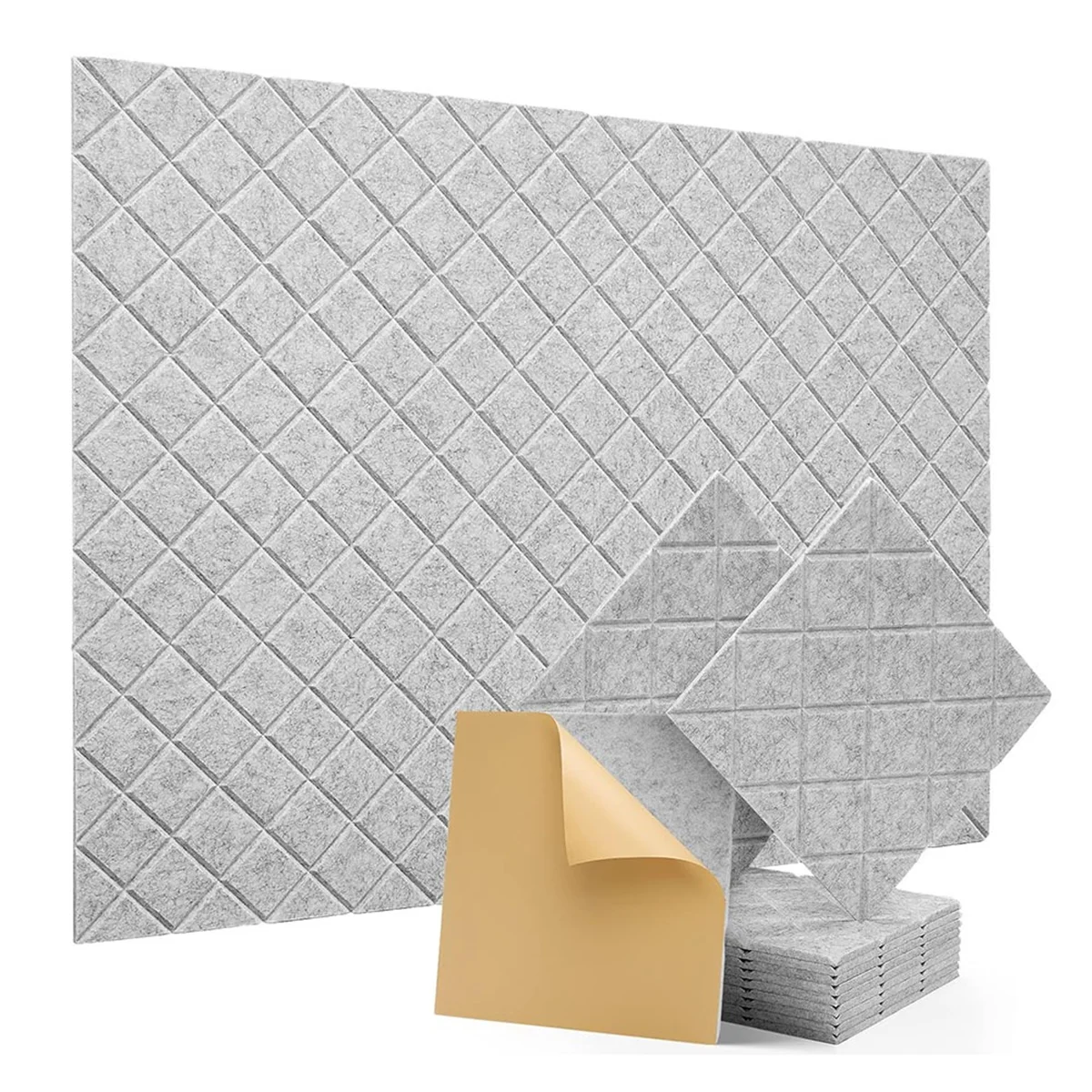 12Pack Acoustic Panels with Self-Adhesive, 12x12x0.4In Sound Proof Foam Panels, Sound Absorbing Tile for Walls Gray