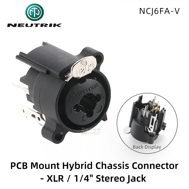 Neutrik-Combo de Audio con 3 polos XLR, Conector de tarjeta de sonido de micrófono con montaje Horizontal PCB, 6,35mm, 1/4 pulgadas