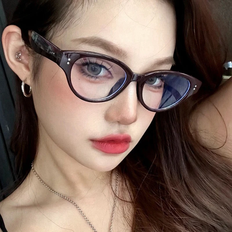 Schwarze Cat-Eye-Computerbrille mit PC-Gestell für Damen und Herren, Blaulichtfilterbrille, runde Brille, optische Brille