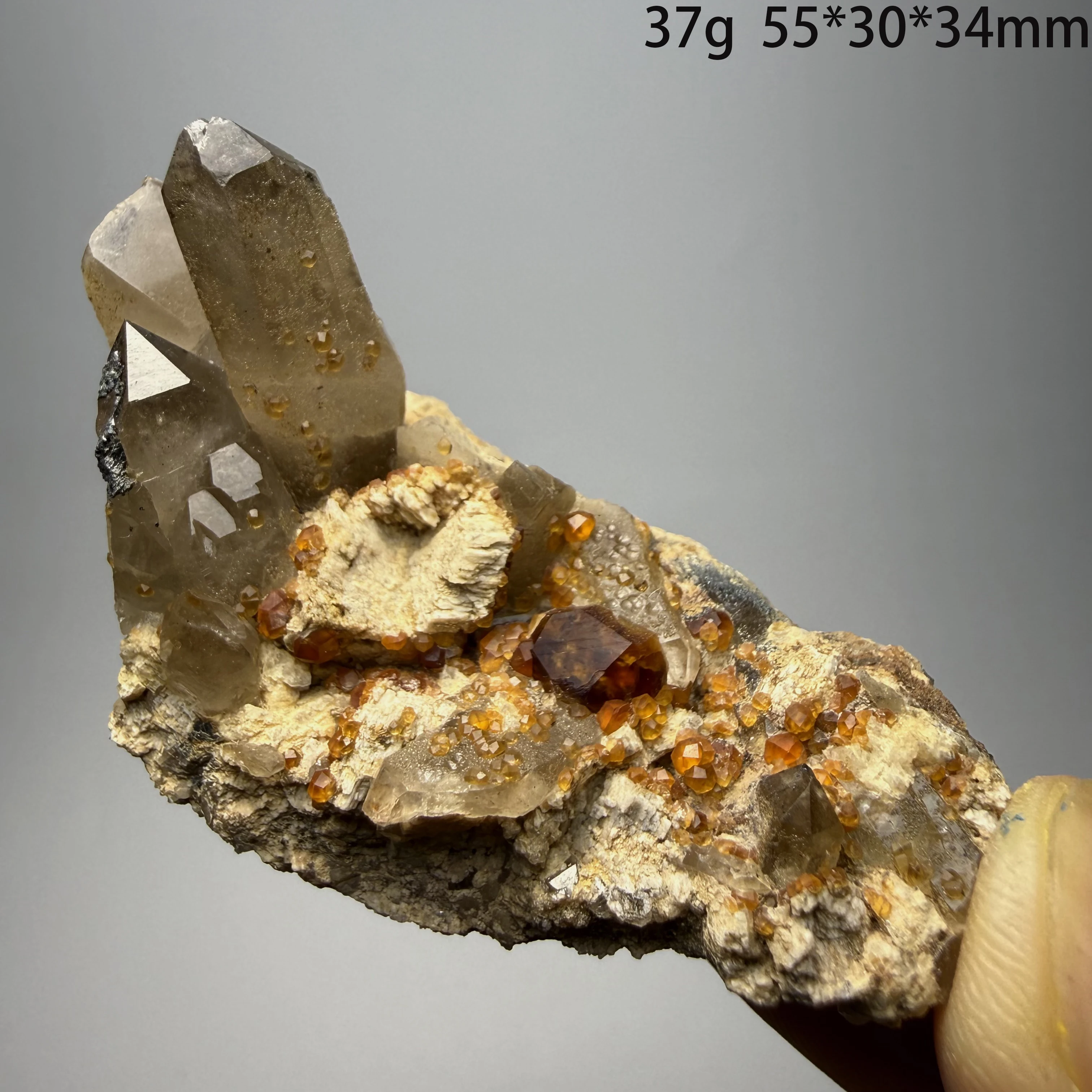 Natural Rare Fanta Garnet, Smoky Quartz Symbiotic Mineral, Meditation & Healing, Teaching & Home Ornament  A1-2-20