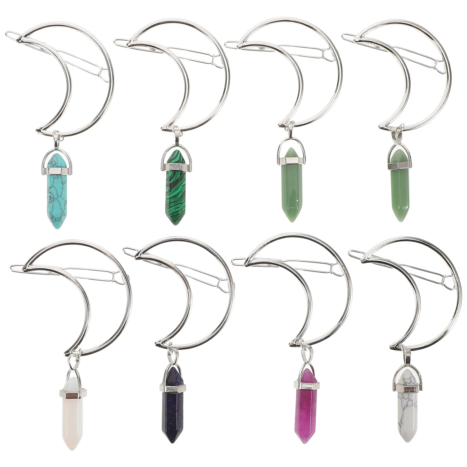 

8pcs Alloy Hexagonal Pendant Hairpins Snap Clip Bobby Pins For Women Decorative Barrettes Wedding Party Daily Use Mixed Color