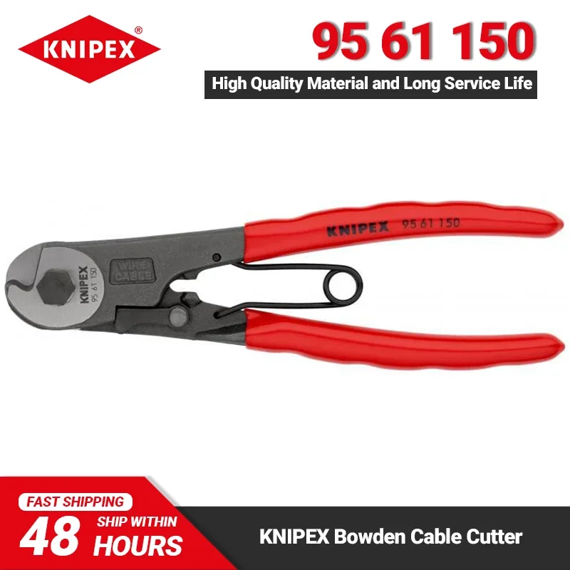 

KNIPEX Bowden Cable Cutter 6-inch Non-slip Wire Rope Shear with Opening Spring and Locking Device Cutter 9561150