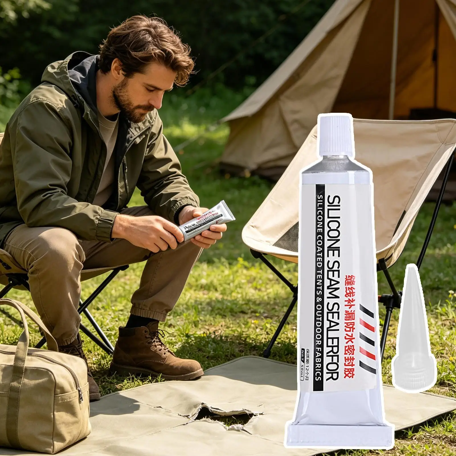 50ml Outdoor Repair Adhesive Waterproof Tent & Awning Sealer Quick Fix for Tents Tarps Shelters Camping Hiking Backpacking ﻿
