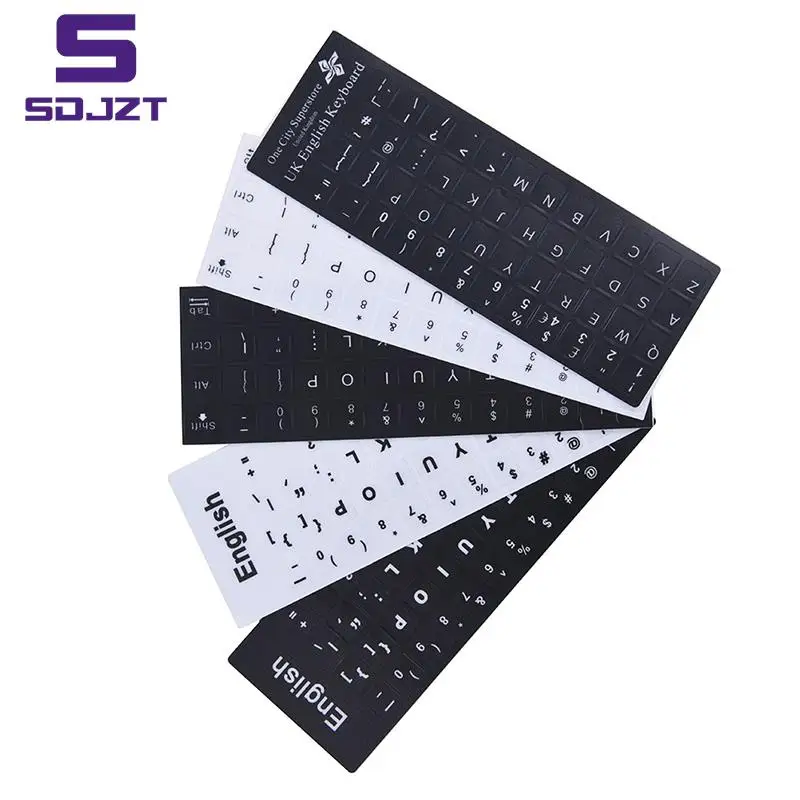 1pc English Keyboard Replacement Stickers White on Black Any PC Computer Laptop