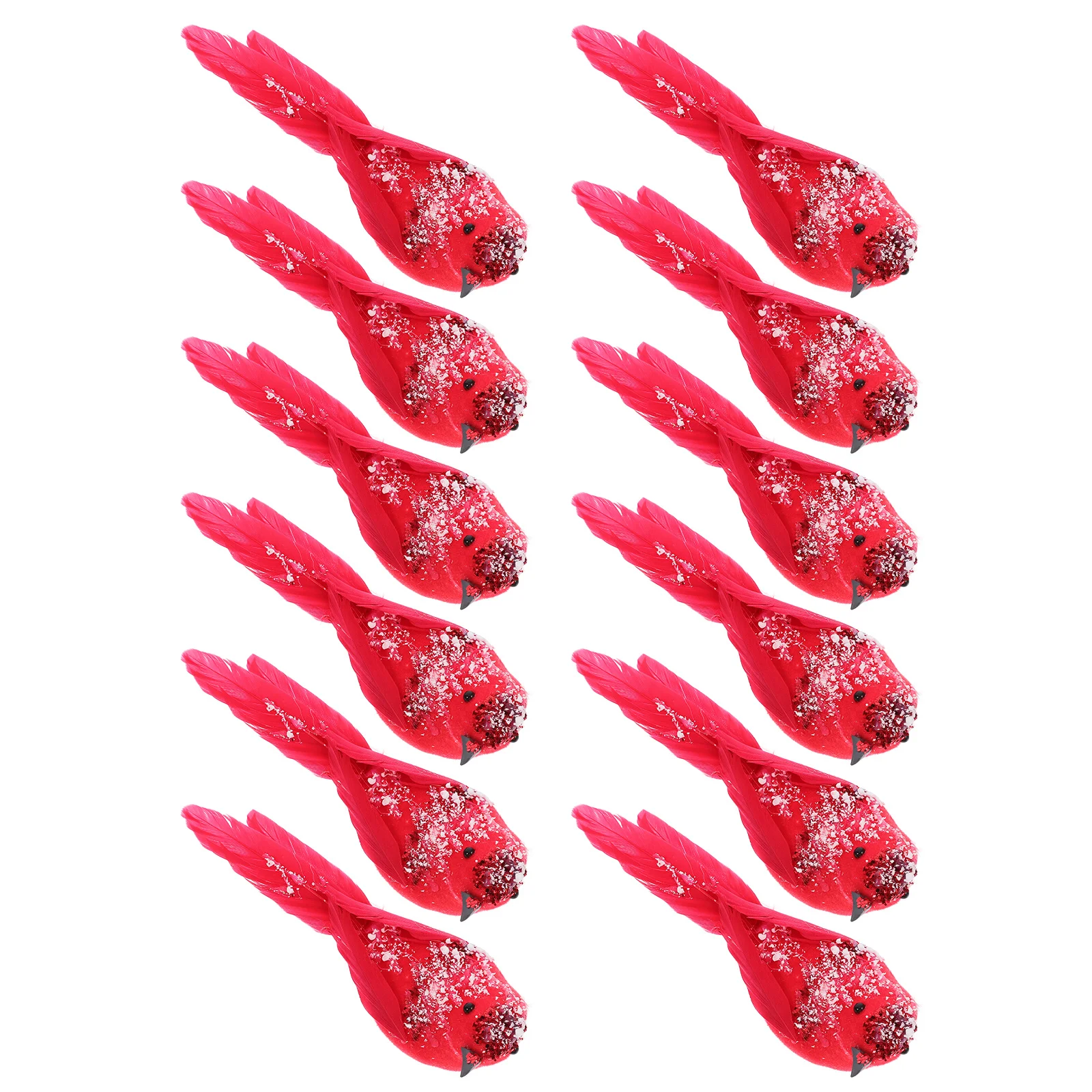 

12Pcs Artificial Red Birds Clip Realistic Plume Christmas Ornaments for Tree Wreath Home Decoration Simulated Christmas Bird