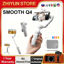 ZHIYUN Smooth Q4 3-Axis Smartphone Gimbal Stabilizer Foldable Extend Rod Fill Light Object Track Gesture Control for Vlog Live