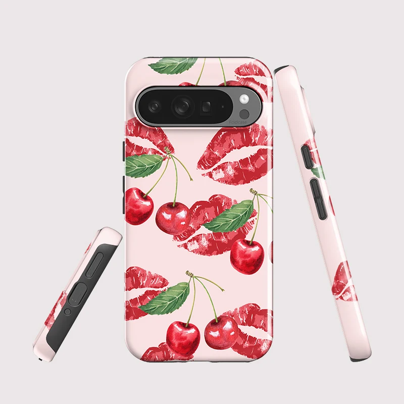 Fcicicase Anti-knock Phone Case For Google Pixel 9 8 10 Pro 7A 8A 10A 10 9 Pro XL Red Kiss Lips Cherry Pattern Shockproof Cover view 2