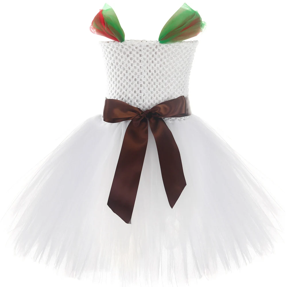White Snowman Christmas Costumes for Girls Xmas Party Dresses Gift for Kids New Year Outfit Princess Ballet Tutus with Hat Scarf 4